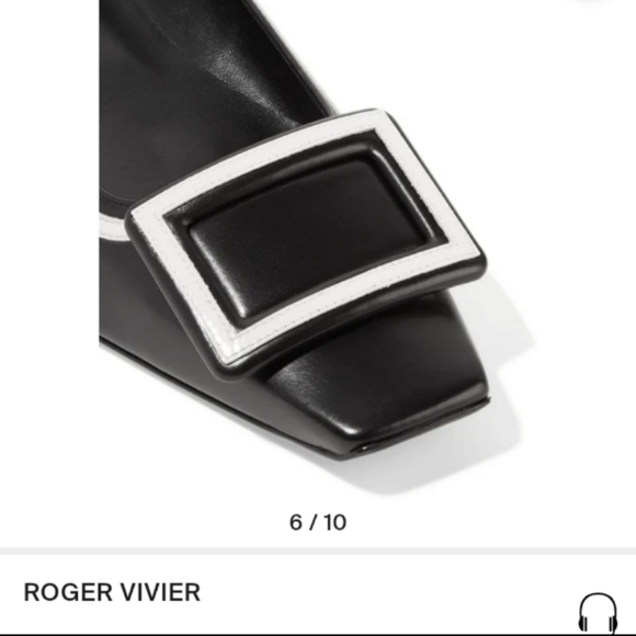 Roger Vivier graphic white patent leather trim black flats size 38 - Picture 2 of 10